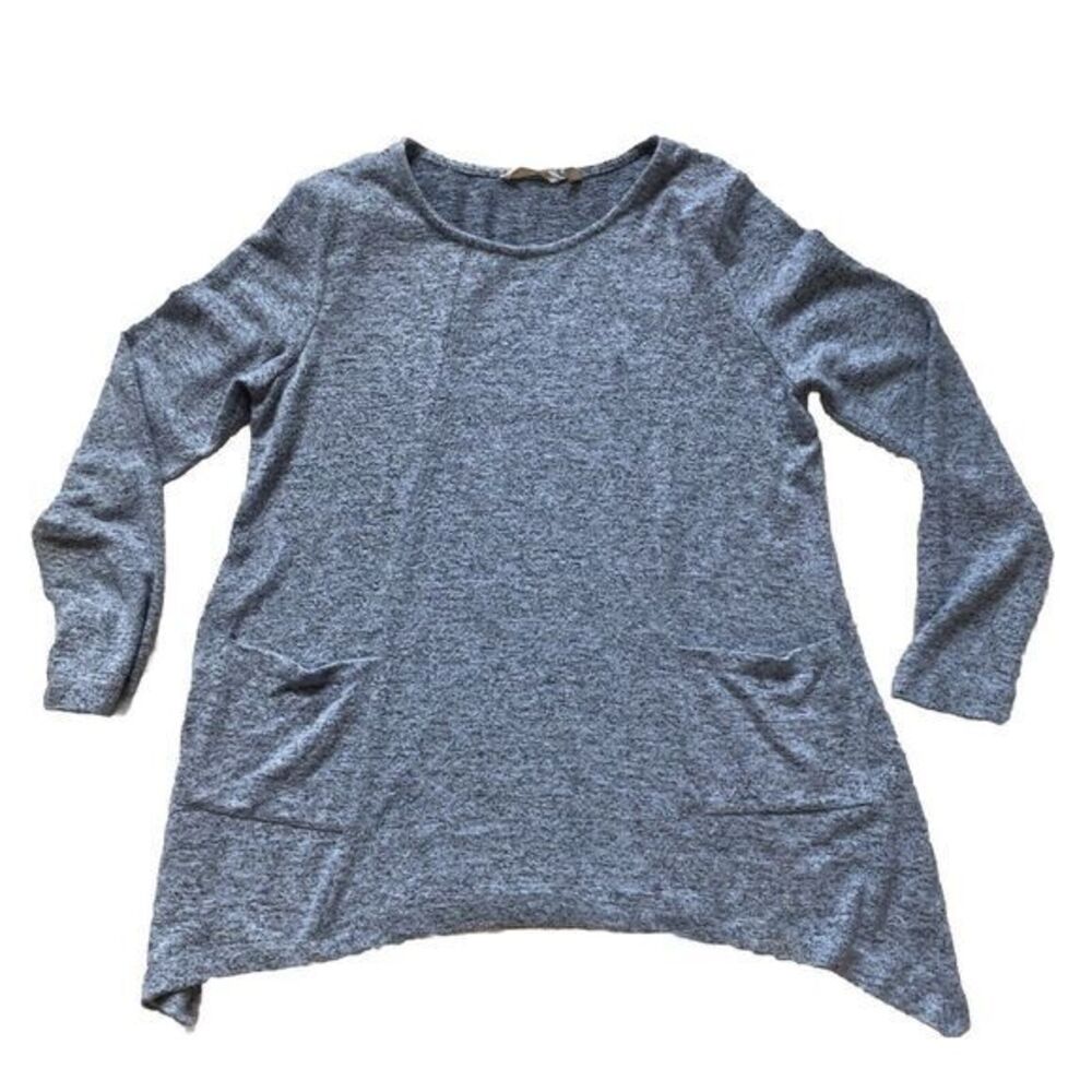 Soft Surroundings Blouse Womens Tonic S Blue Long Sleeve Top Knit Shirt